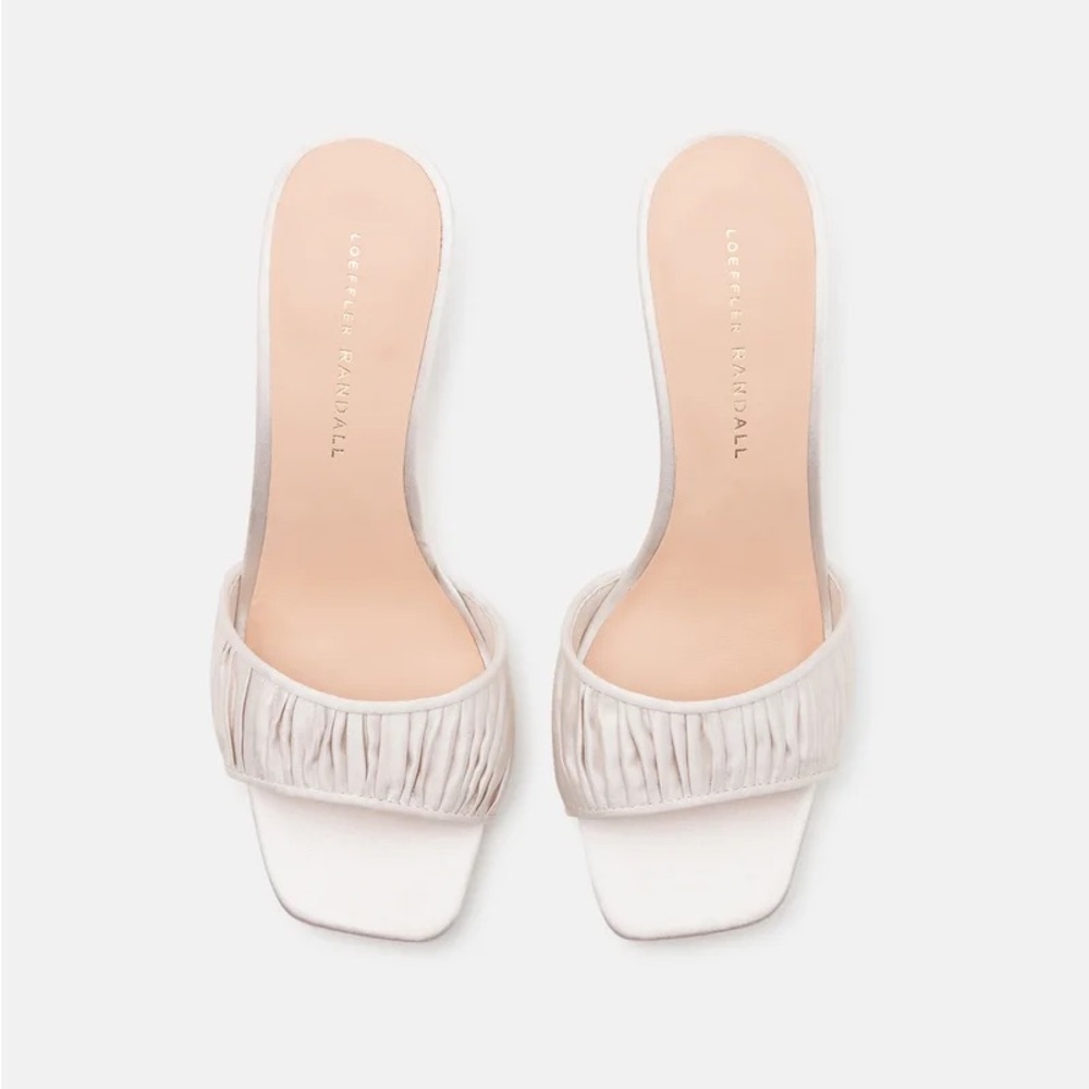 NEW Loeffler Randall Naima Satin Cream Heel Sandals